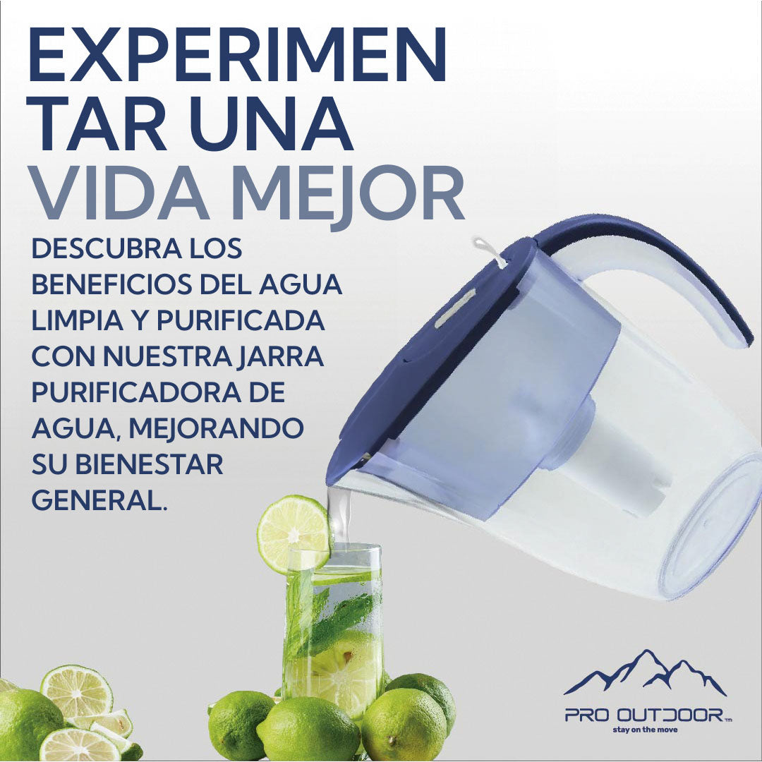 Pro Outdoor® - Jarra Purificadora de Agua de 2.4 litros