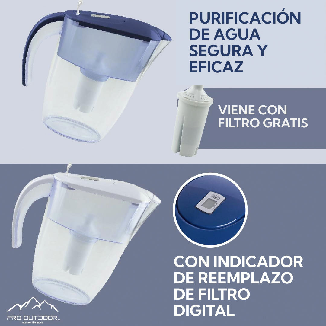 Pro Outdoor® - Jarra Purificadora de Agua de 2.4 litros