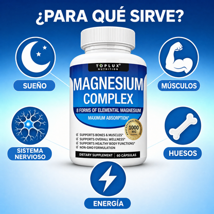TOPLUX - Complejo de Magnesio 8 En 1 | 1000mg - 60 CAPSULAS