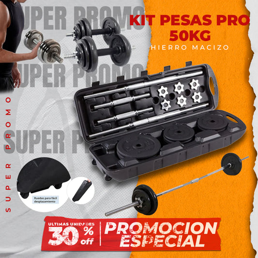 Kit Mancuernas De 50kg Con Estuché Pesas