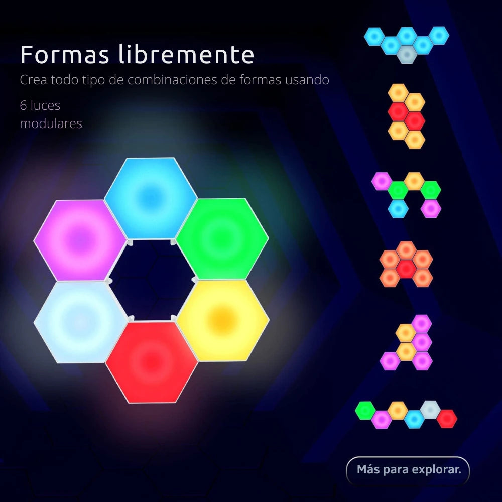 Luces Hexagonales Modulares 5 Modos LED (Paquete de 6)