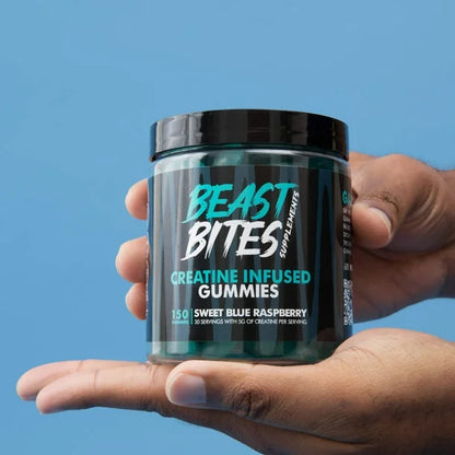 Gomitas de Monohidrato de Creatina Beast Bites 5g, 30 Porciones, Frambuesa Azul Dulce, 150 Unidades